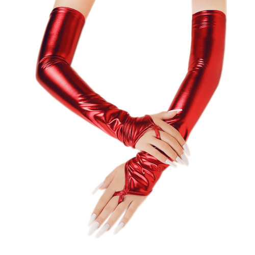 50CM Length Pu Leather Fingerless Gloves Cosplay Accessories