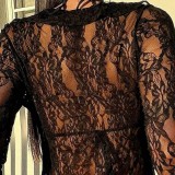 Fashion Sexy Lace Hollow Out Cover-Up Beach Dress