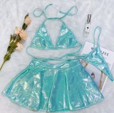 Sexy Lingerie Set PU Leather Shiny Party Game Costume for Women