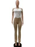 Matching Two-Piece Set Sports Dance Fitness Yoga Short-Sleeved Tee and Pants