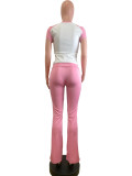 Matching Two-Piece Set Sports Dance Fitness Yoga Short-Sleeved Tee and Pants