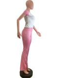 Matching Two-Piece Set Sports Dance Fitness Yoga Short-Sleeved Tee and Pants