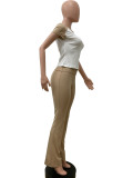 Matching Two-Piece Set Sports Dance Fitness Yoga Short-Sleeved Tee and Pants