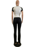 Matching Two-Piece Set Sports Dance Fitness Yoga Short-Sleeved Tee and Pants