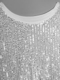 Silver Slash Shoulder Sequin Party Mini Dress
