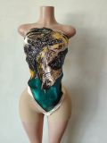 Printed Fashionable Sexy Two Piece Set Strapless Top and Shorts