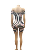 Sexy Printed Off Shoulder Tight Rompers