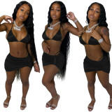 Fashion Sexy Halter Neck Bikini Skirt Three-Piece Swimsuit