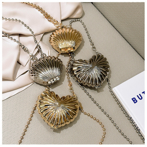 Mini Metal Heart Shell Shape Crossbody Bag Handbag
