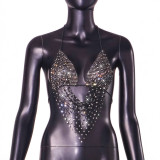 Fishnet Sexy Rhinestone Hollow Out Halter Bra Club Top