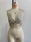 Sexy Metal Halter Bra Tassel Club Top