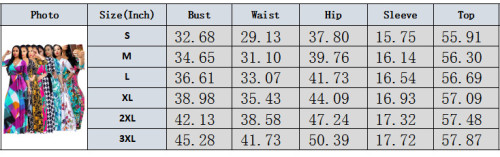 Print 3/4 Sleeve V-Neck Maxi Dress with Belt