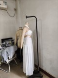 Trendy Strap Halter Neck Padded Bandeau Top Maxi Skirt Two Piece Set