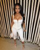 White Lace-Up Tank Top and Cropped Pants Two-Piece Set