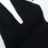 Sexy Halter Neck Bodycon V Neck Slit Bodycon Dress