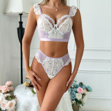 Lace Hollow Lingerie Sexy Two-Piece Bra Pantie Underwear Set for Women