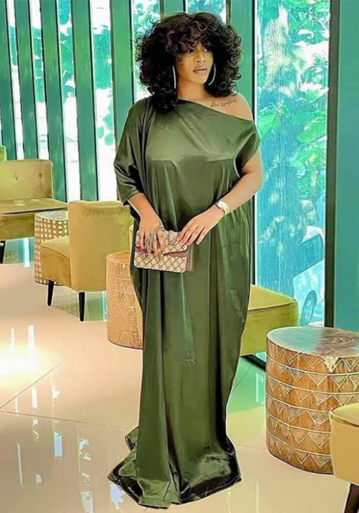 Plus size Women Short Sleeve Slash Shoulder Loose Maxi dress US$ 10.97 -  www.lover-pretty.com