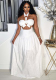 Trendy Strap Halter Neck Padded Bandeau Top Maxi Skirt Two Piece Set