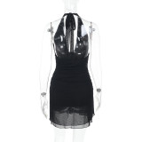 Sexy Halter Neck Bodycon V Neck Slit Bodycon Dress