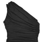Solid Slash Shoulder Sexy See-Through Maxi Dress