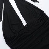 Sexy Halter Neck Bodycon V Neck Slit Bodycon Dress