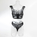 Lace Hollow Lingerie Sexy Two-Piece Bra Pantie Underwear Set for Women