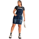 Plus Size Denim Suspender Dress（without Tee Top）