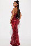 Women Halter Neck Backless Sequined Sexy Evening Dress