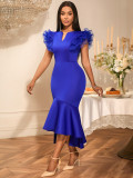 Sexy Ruffles Short Sleeve Formal Party Bodycon Fishtail Dresses