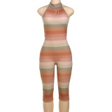 Sexy Sleeveless Halter Neck Backless Tight Rompers