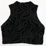 Mock Neck Sexy Sleeveless Crop Top and Tight Pants Two Piece Set