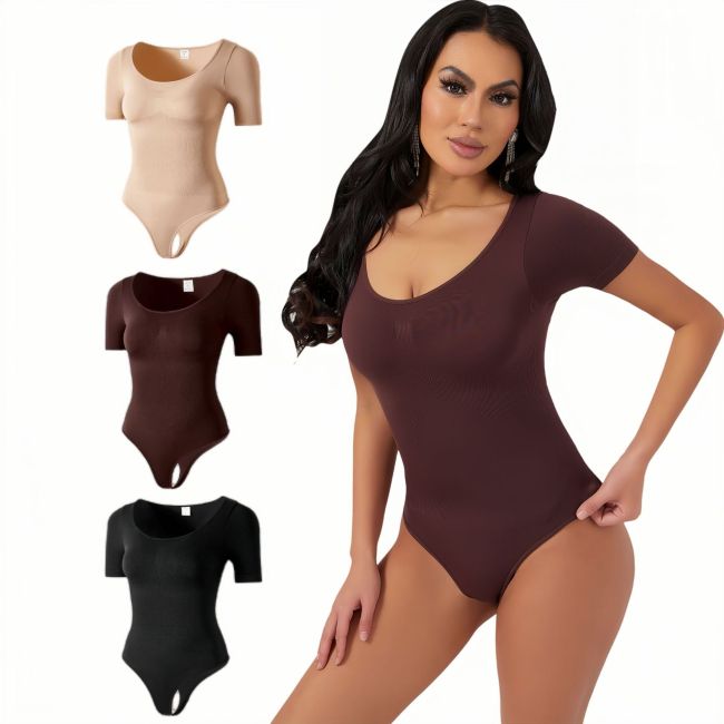 Butt Lift Short Sleeve Bodysuit Slim Waist Tight Fitting Seamless Long Sleeve Body-shaping Rompers