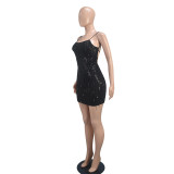 Fashion Sexy Strap Backless Sequin Party Dress