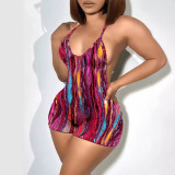 Sexy Print Low Back Straps Rompers
