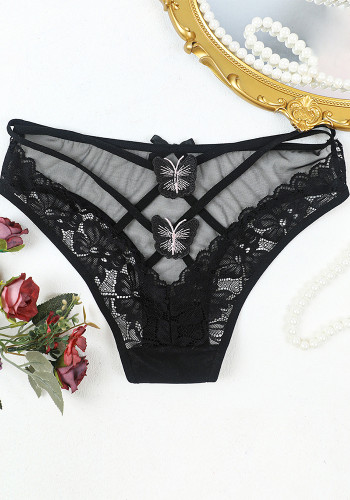 Black See-Through Butterfly Underwear Sexy Panties