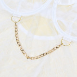 Sexy Mesh Lingerie Metal Chain Strappy Garter Teddy Lingerie