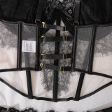 Sheer Eyelash Lace Body Shaping Lingerie Set