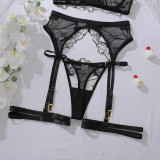 Embroidered See-Through Garter Sexy Lingerie Set
