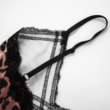 Leopard Print V-Neck Straps Tight Rompers