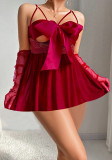 Sexy Lingerie Bow Mesh Strap Hollow Night Dress