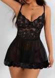 Erotic Lingerie Black Sexy Lace Mesh Cami Nightdress
