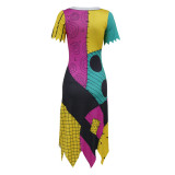 Halloween Costume Print Dress Christmas Horror Night Sally Character Cosplay Dress for Women