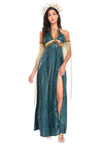 Halloween Costumes Cosplay Outfits Snake Goddess Costumes Greek Mythology Medusa Long Dress