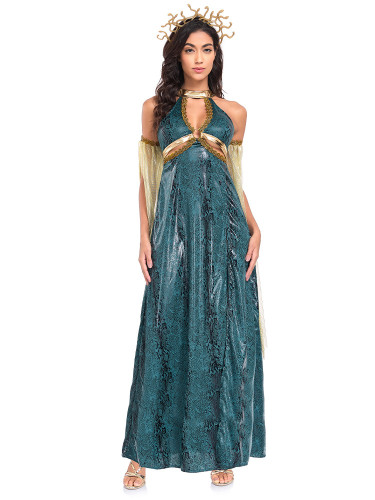 Halloween Costumes Cosplay Outfits Snake Goddess Costumes Greek Mythology Medusa Long Dress