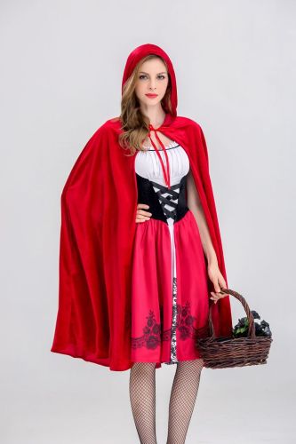 Halloween Costume Little Red Riding Hooded Adult Women Cosplay Role Playing Stage Costume