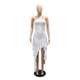 Sexy Solid Ruffles Irregular Strapless Party Dress
