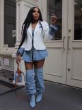 Fashion Women's Patchwork Denim Jackets Blazer