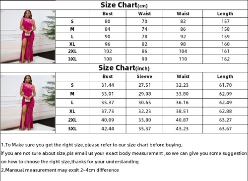 Women One Shoulder Sequin Feather Slit Maxi Evening Dress