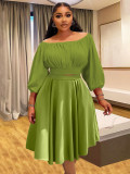 Plus Size Two Piece Set Off Shoulder Crop Top and Skirt