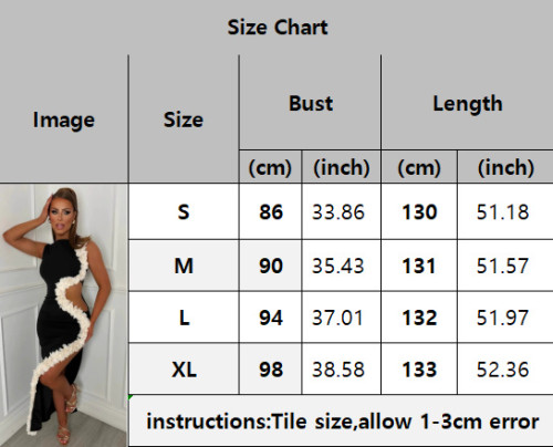 Sexy Contrast Flower Cut Out  Slit Maxi Dress